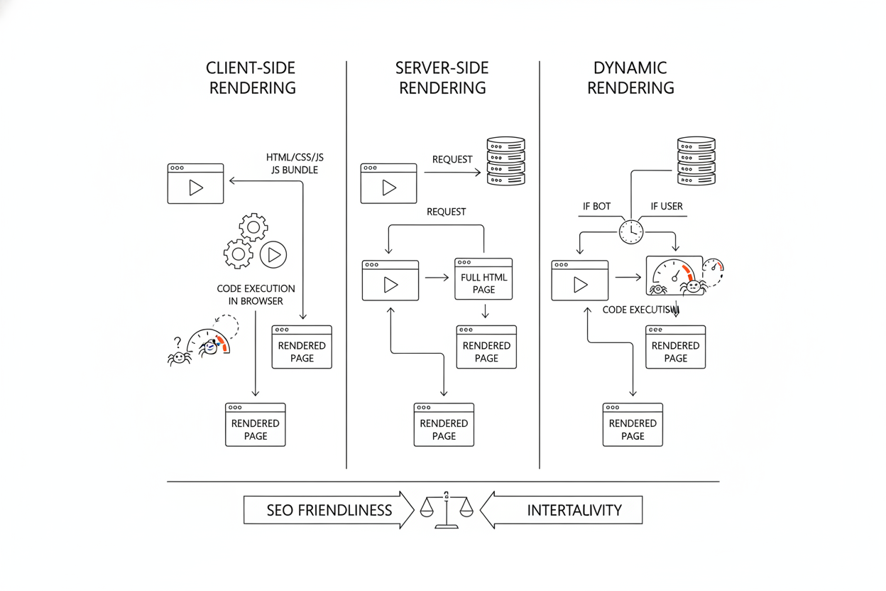 Client-Side vs. Server-Side Rendering (SSR) vs. Dynamic Rendering